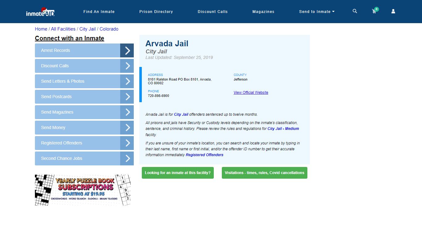 Arvada Jail | Inmate Locator